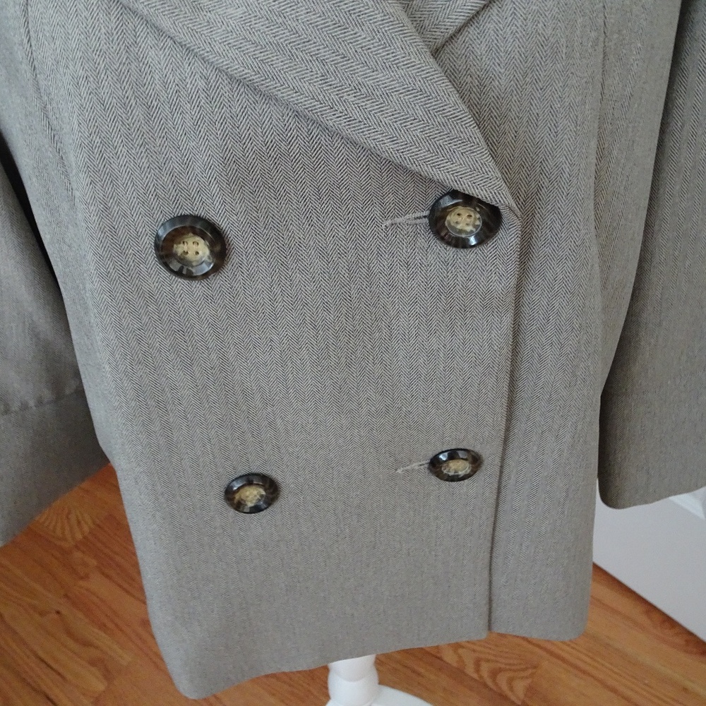 Size 18 Gray Suit Double Breasted Jacket-Lined-NEW